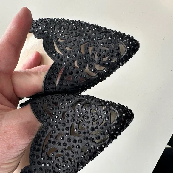 Betsey Johnson Lucy  embellished  black Pointed-Toe Woven Flat Loafers size 7.5 - Picture 10 of 10